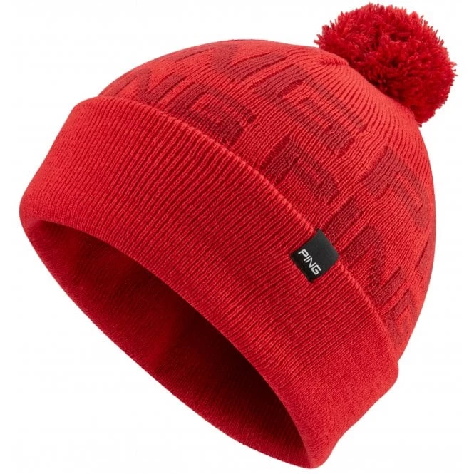 Ping Logo Bobble Hat Red 1 Ping Logo Bobble Hat Red