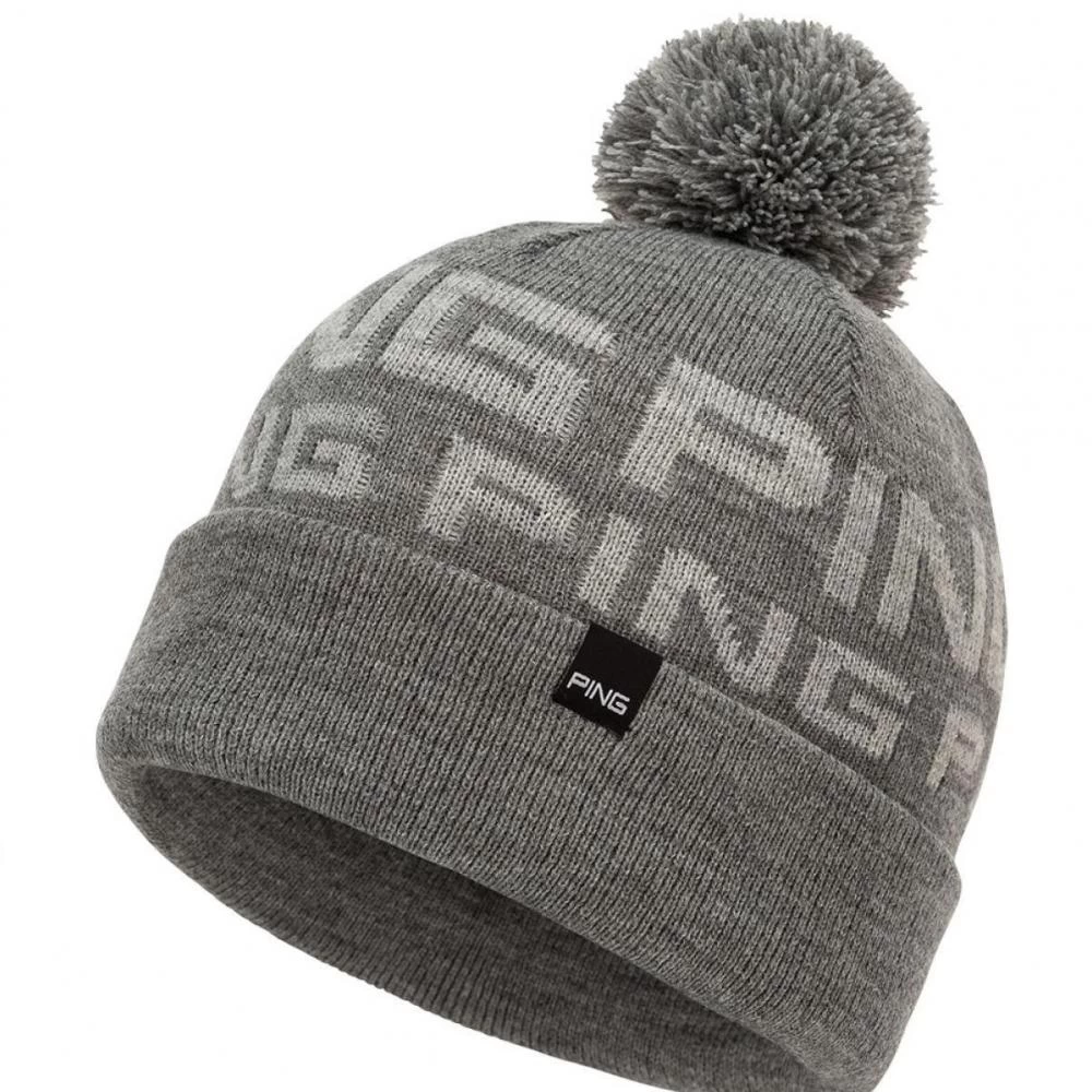 Ping Logo Bobble Hat Grey Marl 1 Ping Logo Bobble Hat Grey Marl