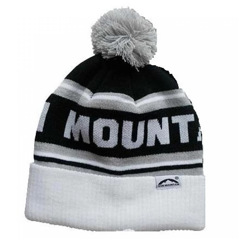 Sun Mountain Knitted Bobble Hat White Black 1 Sun Mountain Knitted Bobble Hat White Black